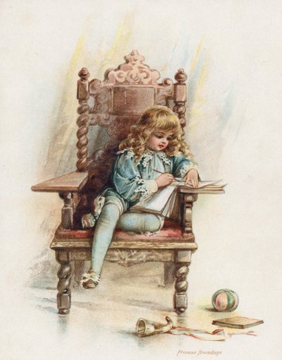 Kong Edward VI fører dagbog (chromolitho) af Frances Brundage