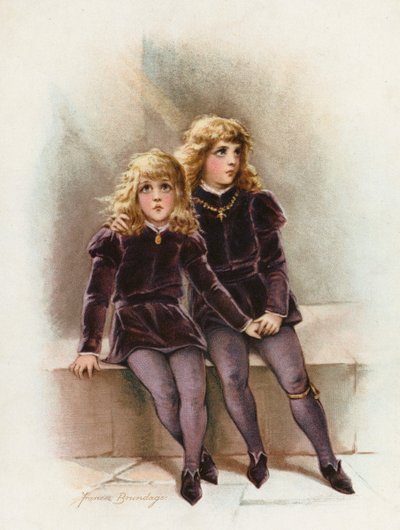 Prinserne i tårnet (chromolitho) af Frances Brundage