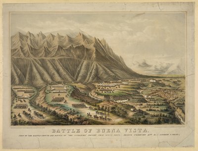 Forberedelser til slaget ved Buena Vista også kendt som slaget ved Angostura, mellem general Zachary Taylor og general Antonio Lopez de Santa Annas tropper, 23. februar af Frances Flora Bond (c.1812 76) Palmer