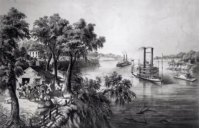 Low Water i Mississippi, pub. af Currier og Ives, 1867 af Frances Flora Bond Palmer