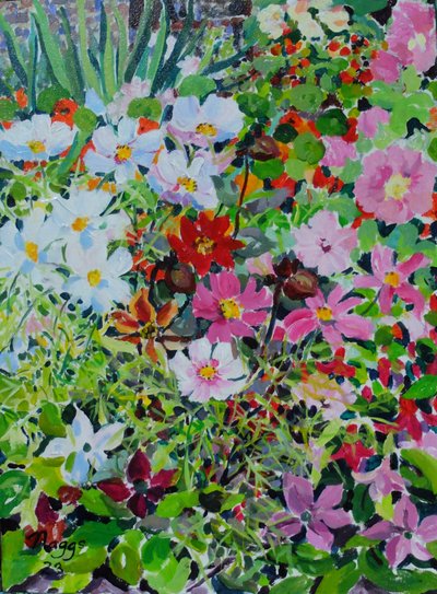 Summer Profusion, 2022 (akryl på lærred) af Frances Naggs