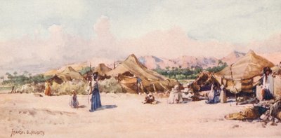 En nomadelejr (farvelitografi) af Frances Nesbitt