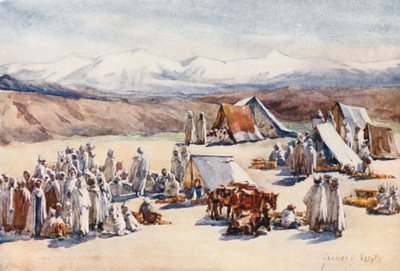 Markedsdag, Timgad (farvelitografi) af Frances Nesbitt