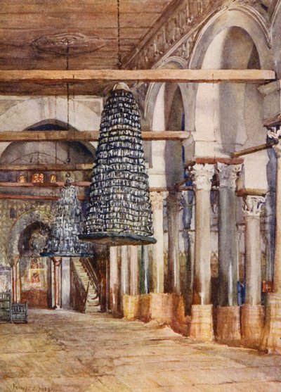 Moskeen i Sidi Okba, Kairouan (farvelitografi) af Frances Nesbitt