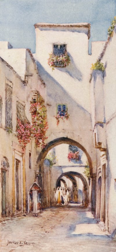 Rue Tourbet el Bey, Tunis (farvelitografi) af Frances Nesbitt