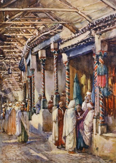 Souk el Trouk, Tunis (farvelitografi) af Frances Nesbitt