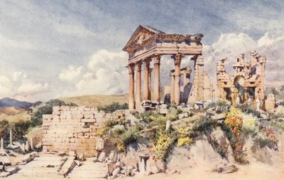 Celestis-templet, Dougga (farvelitografi) af Frances Nesbitt