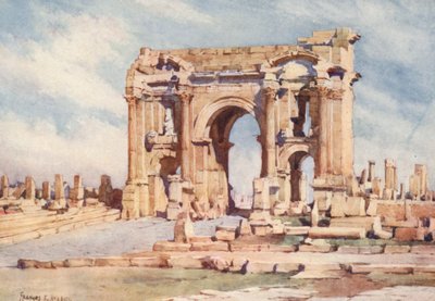 Trajansbuen, Timgad (farvelitografi) af Frances Nesbitt