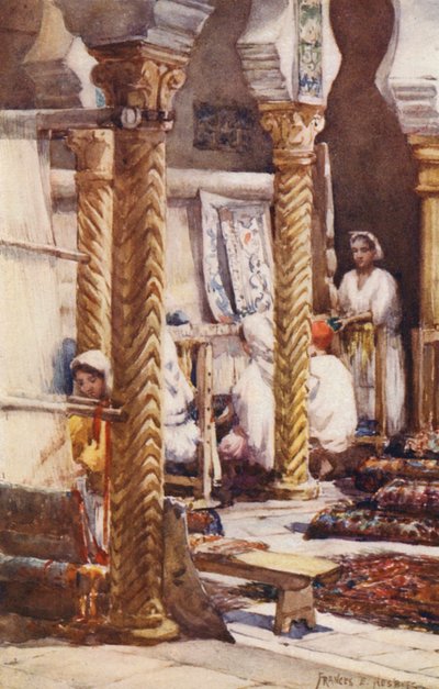 Tæppeskolen, Algier (farvelitografi) af Frances Nesbitt