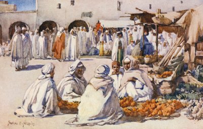Frugtmarkedet, Biskra (farvelitografi) af Frances Nesbitt