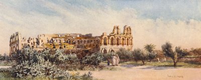 Det romerske amfiteater, El Djem (farvelitografi) af Frances Nesbitt
