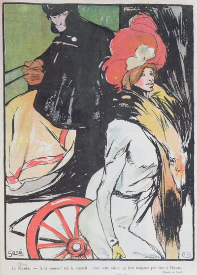 Tegneserie af en førervogn med en kurtisane, 1901 af Francesc Xavier Gosé