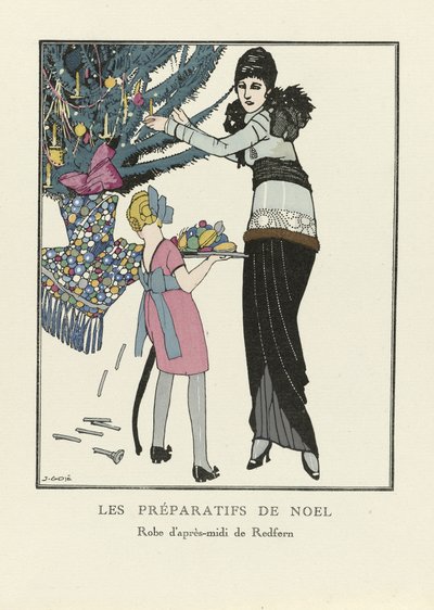 Juleforberedelser, værtshus. 1914 (stenciltryk) af Francesc Xavier Gosé