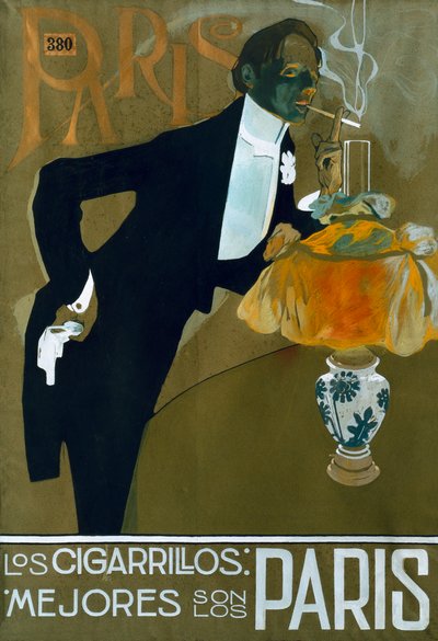 "De bedste cigaretter er dem fra Paris", 20. århundrede (plakat) af Francesc Xavier Gosé