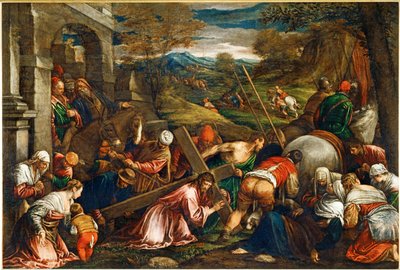 La Montee au Calvaire - Jesus Kristus bærer korset ... af Francesco (1549 92) Bassano