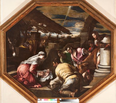 Tilbedelse af hyrderne Maleri af Francesco da Ponte dit Francesco Bassano (1549-1592) Genes, Strada Nuova Museer af Francesco Bassano
