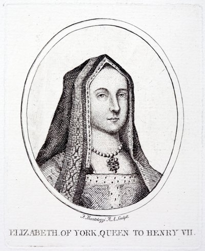 Elizabeth af York, kong Henry VIIs dronningkonsort (gravering) af Francesco (after) Bartolozzi