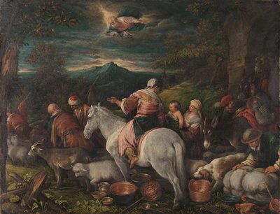 Abraham forlader Haran af Francesco (attr. to) Bassano