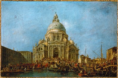 Dogen besøger La Salute den 21. november, dagen til minde om afslutningen på pesten i 1630 ... af Francesco (circle of) Guardi