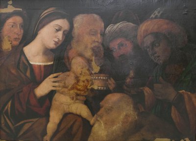 De hellige tre kongers tilbedelse, sandsynligvis af Francesco Rizzo da Santacroce af Francesco (fl.1508-45) Rizzi da Santacroce