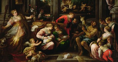 Hercules og Omphale, dronning af Lydia, 1587 af Francesco Bassano