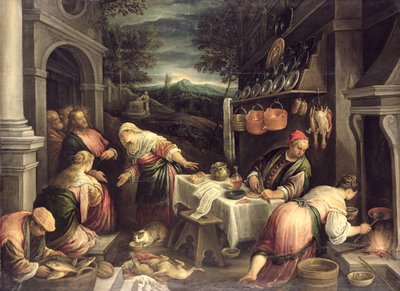 Jesus med Maria og Martha, af Francesco Bassano