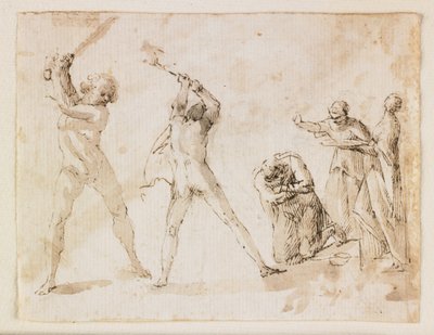 Johannes Døberens martyrium (pen og brunt blæk og vask og sort kridt) af Francesco Allegrini