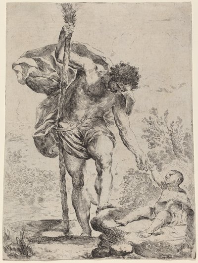 Sankt Christopher giver sin hånd til spædbarnet Jesus af Francesco Amato