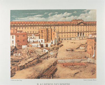 Italien, Napoli, Albergo dei Poveri (Hospice for de fattige) 1889 (litografi) af Francesco Aversano