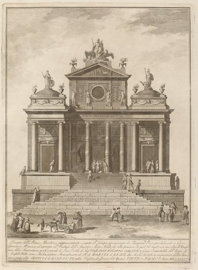 Et tempel dedikeret til Jupiter, Juno og Minerva, til Kina-festivalen, 1785. af Francesco Barbazza