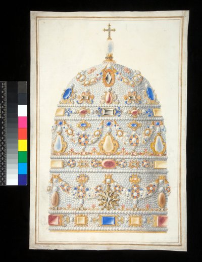 En pavelig tiara (akvarel) af Francesco Bartoli