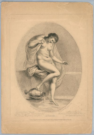 En Naiad (Kvinde der træder ind i et bad) af Francesco Bartolozzi