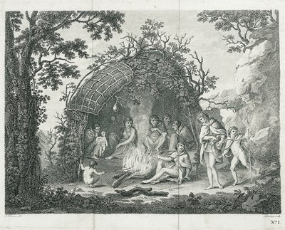Et billede af indianerne på Terra del Fuego i deres hytte (uden titel) af Francesco Bartolozzi