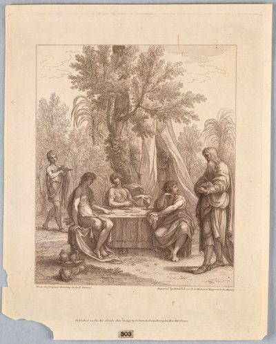 Abraham underholder tre engle af Francesco Bartolozzi