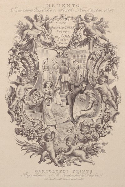 Annonce for Memento, Inventions Exhibition, South Kensington, 1885, ca. 1885. af Francesco Bartolozzi