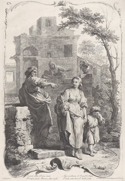 Hagar sendt ind i ørkenen, 1758. af Francesco Bartolozzi