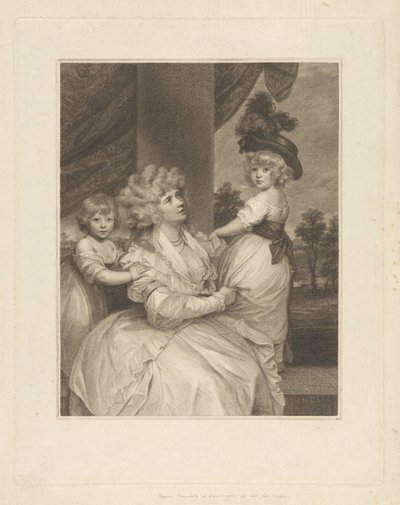 Jane, grevinde af Harrington, med sine børn, lord Petersham og den ærede Lincoln Stanhope af Francesco Bartolozzi