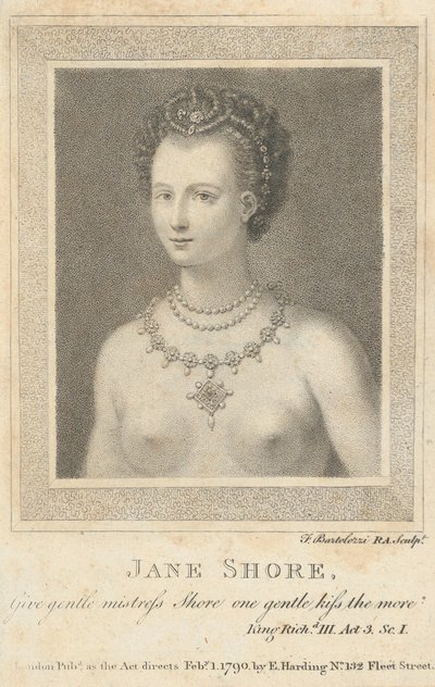 Jane Shore: Giv den blide elskerinde Shore et blidt kys jo mere Shakespeare,..., 1. februar 1790. af Francesco Bartolozzi