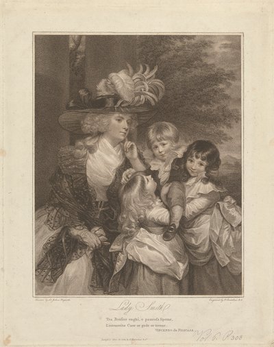 Lady Charlotte Smith og hendes børn; George Henry, Louisa og Charlotte af Francesco Bartolozzi