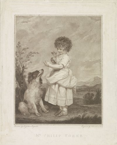 Portræt af Philip Yorke med hund og fugl af Francesco Bartolozzi
