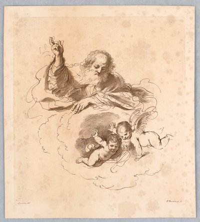 Den Almægtige i Skyerne, med Two Boy Angels af Francesco Bartolozzi