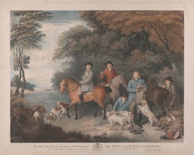 Til hans nåde, hertugen af Newcastle, dette print af tilbagevenden fra skydningen af Francesco Bartolozzi
