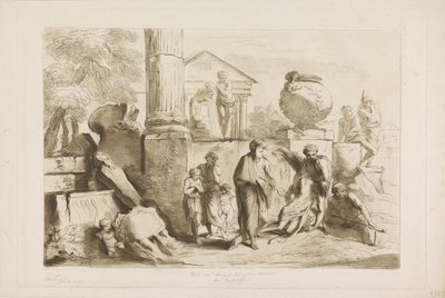Tobit og begravelsen af ​​de døde Gamle og Nye Testamente til Castiglione (serietitel) af Francesco Bartolozzi