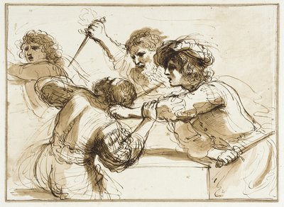 To mænd dræber Amnon, mens en anden flygter af Francesco Bartolozzi
