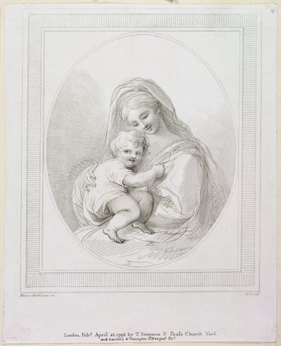 Jomfru og barn, graveret af Luigi Schiavonetti (1765-1810) 1793 (gravering) af Francesco Bartolozzi