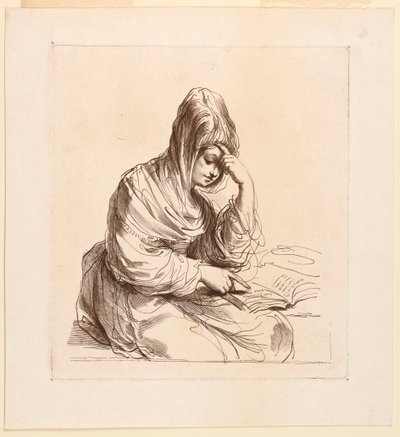 Kvinde studerer af Francesco Bartolozzi