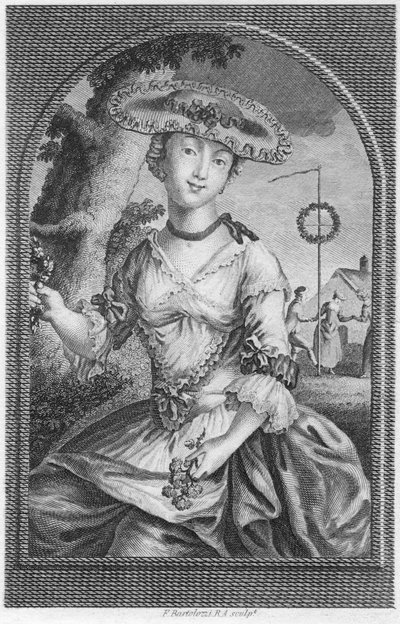 Ung kvinde, c1740-1810. af Francesco Bartolozzi