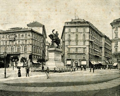 Monument til Victor Emmanuel II (1820-1878), af Francesco Barzaghi (1839-1892), Piazza Corvetto, Genova, Ligurien, Italien af Francesco Barzaghi