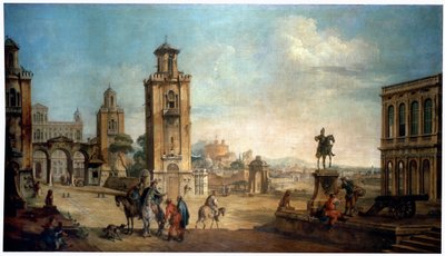 Udsigt over en by, 1700-tallet. af Francesco Battaglioli