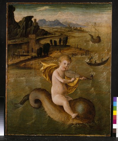 Arion rider på en delfin, ca. 1509-10 tempera & olie på panel af Francesco Bianchi Ferrari